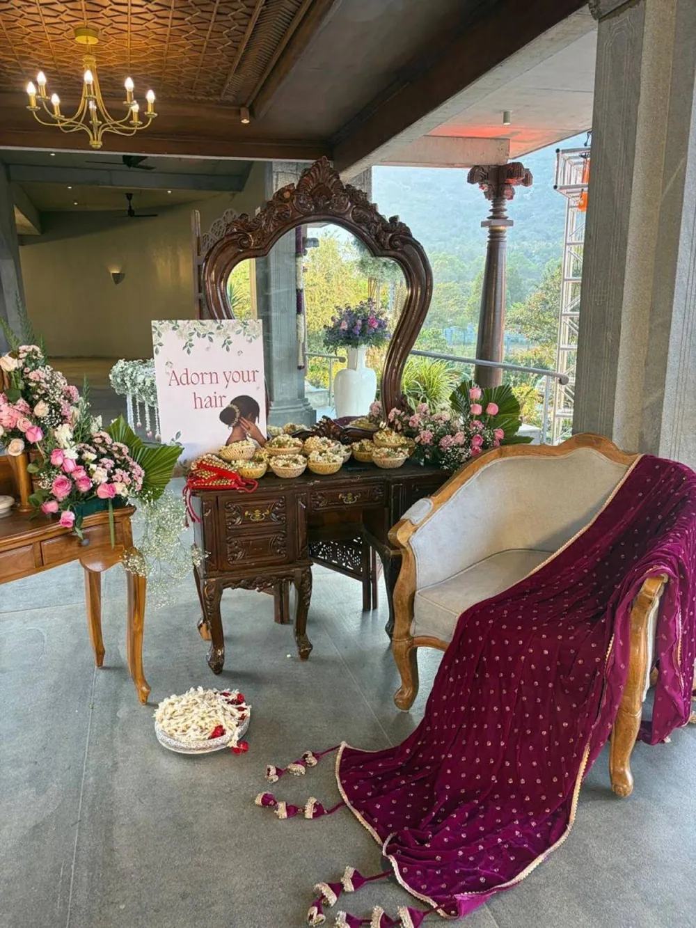 Bridal gajra station — Panigrahana decor portfolio