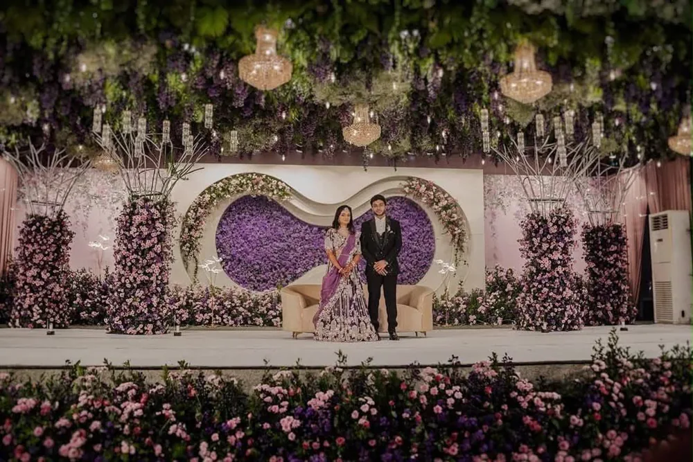 Lavender orchid reception stage — Panigrahana decor portfolio
