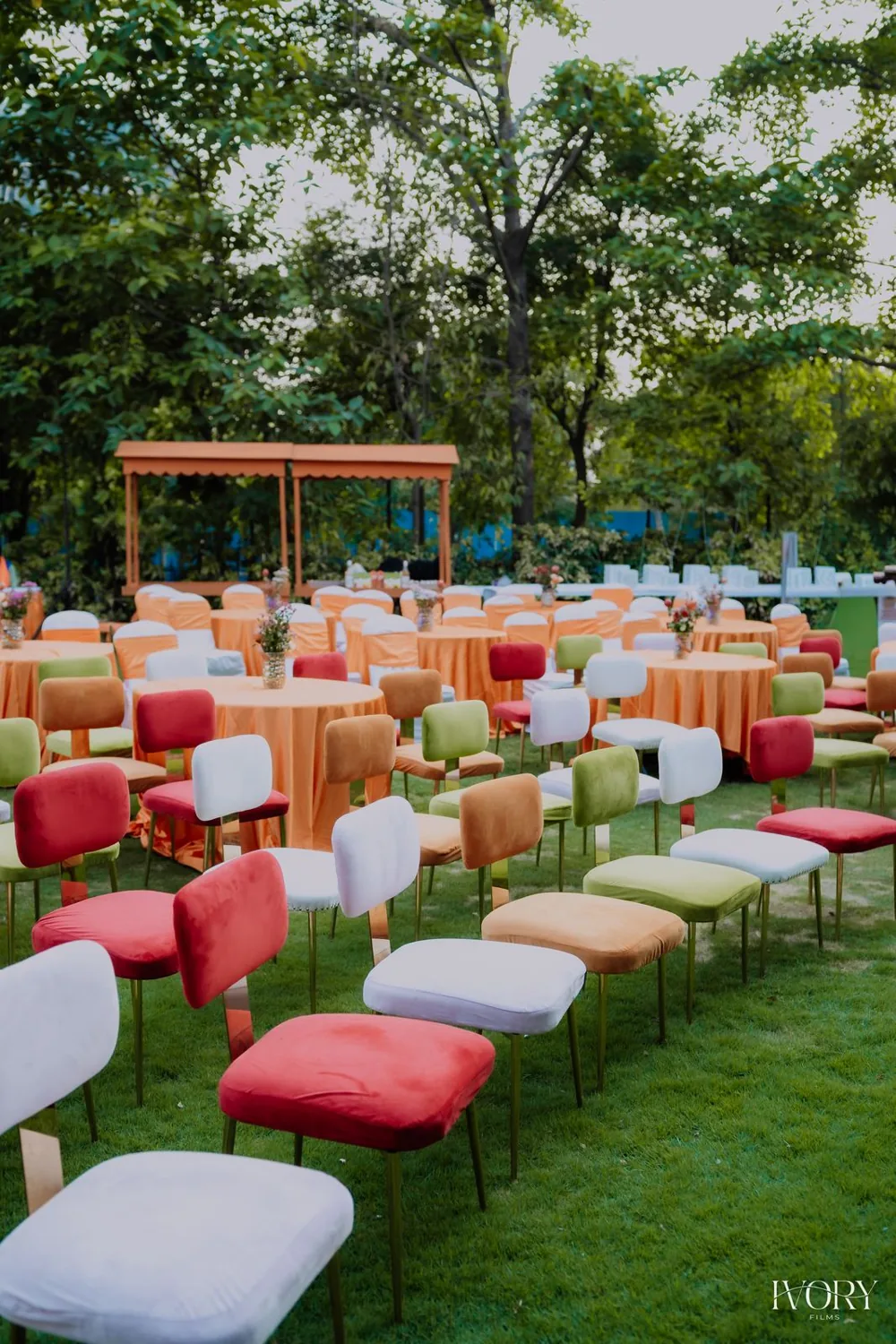 Mismatched chairs lawn ceremony — Panigrahana decor portfolio