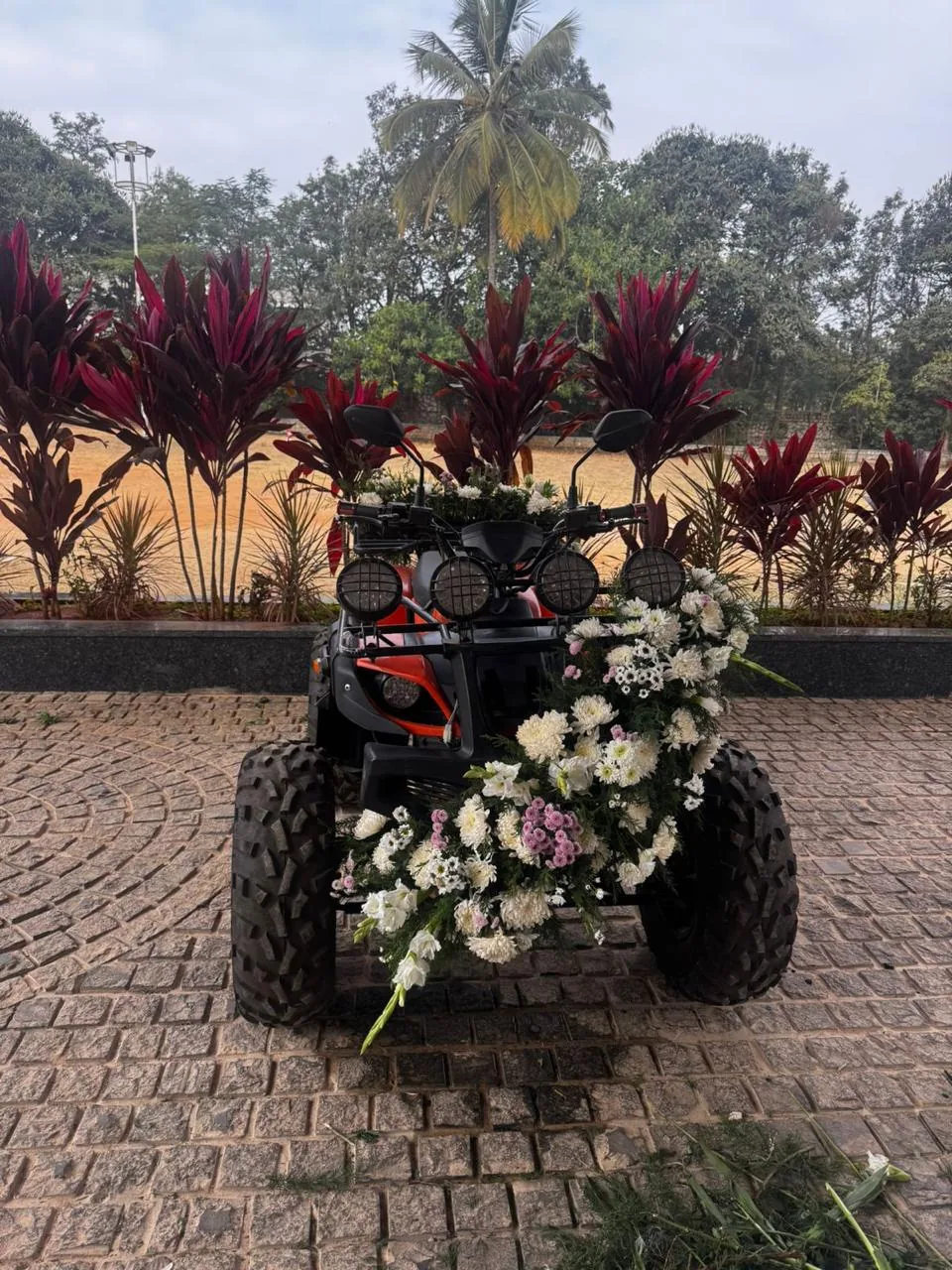 Floral decorations on an ATV at Moongate