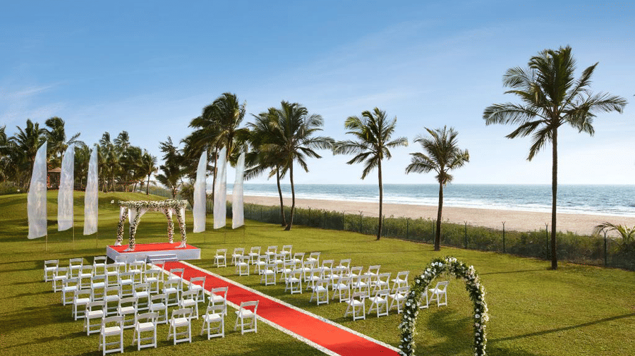 Beachfront ceremony lawn at Caravela Beach Resort, Goa