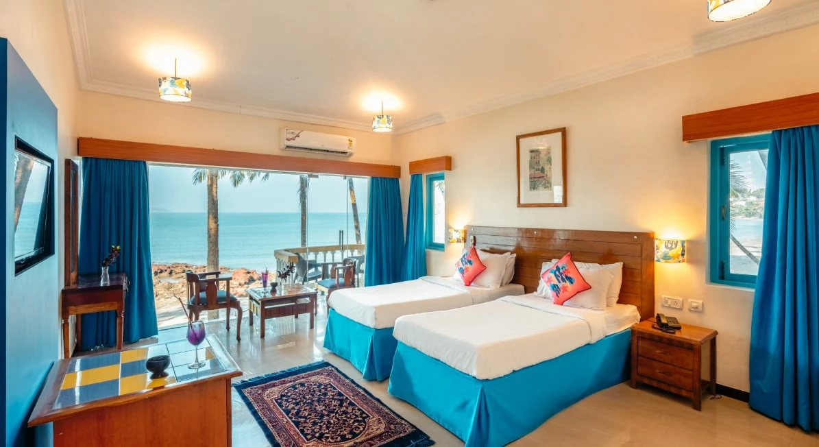 Sea-view guest room at Bambolim Beach Resort, Goa
