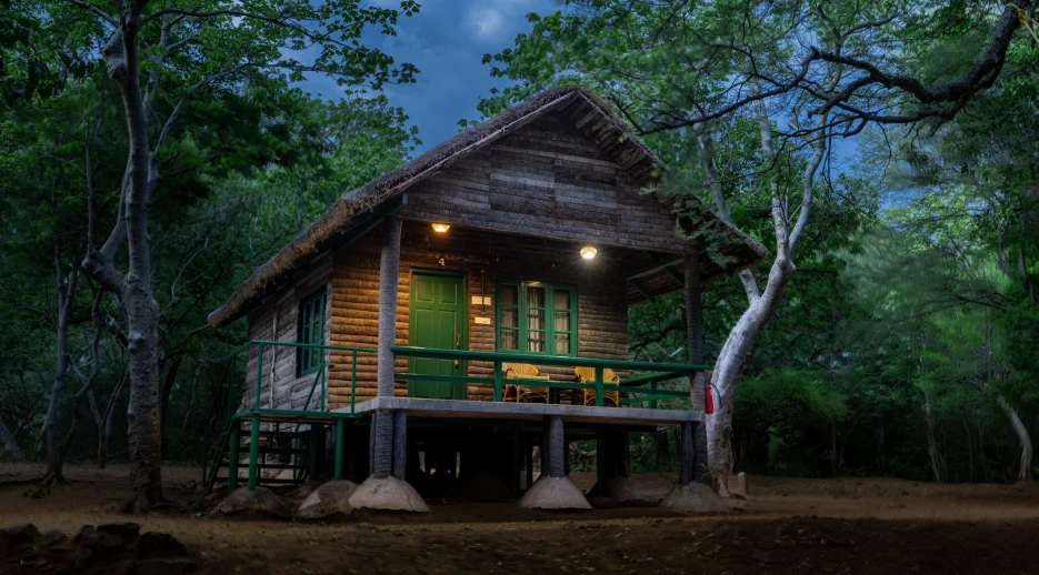 Wooden cabin at Bheemeshwari Adventure and Nature Camp