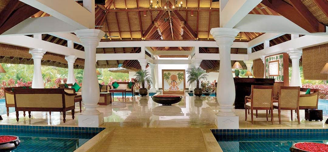 Open pavilion and water features at Carnoustie Ayurveda and Wellness Resort in Kerala