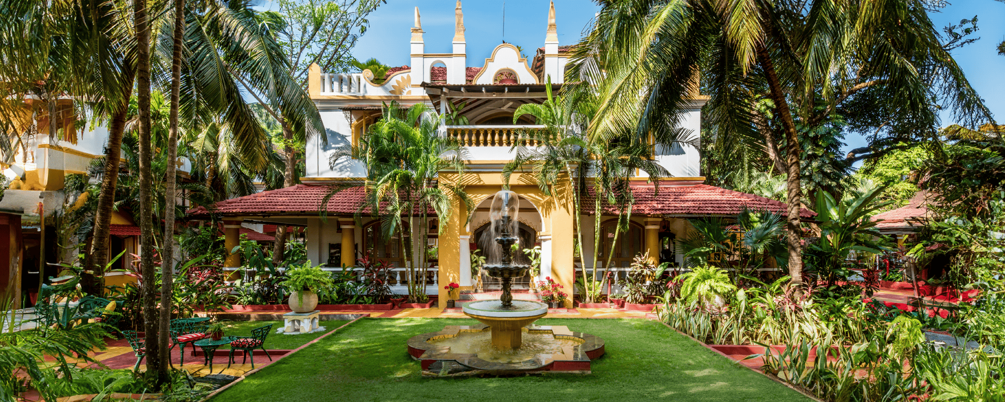 Casa Anjuna courtyard and heritage facade in Goa