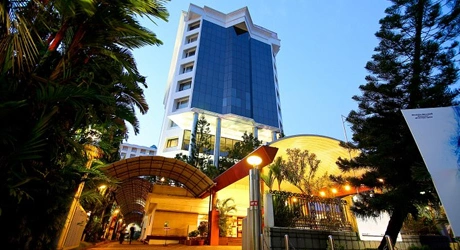 Facade of Gokulam Park on Banerji Road in Kaloor, Kochi