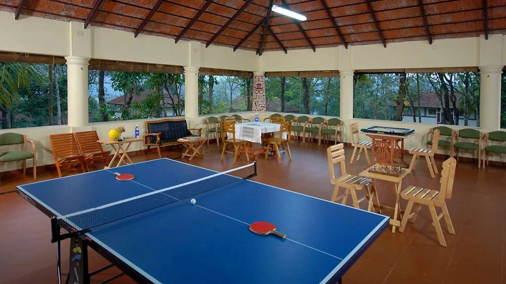 Covered recreation pavilion at Greenwoods Resort in Thekkady