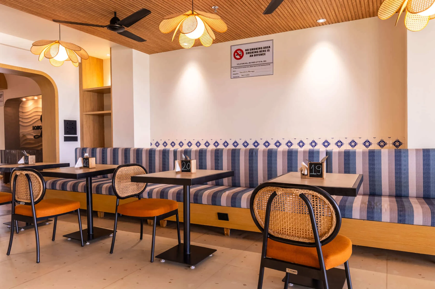 Restaurant seating at Longuinhos Beach Resort, Goa