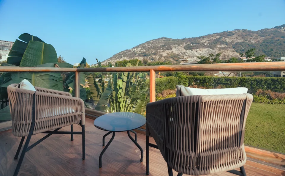 Balcony seating looking towards the Nandi Hills at ORO Pool Villa