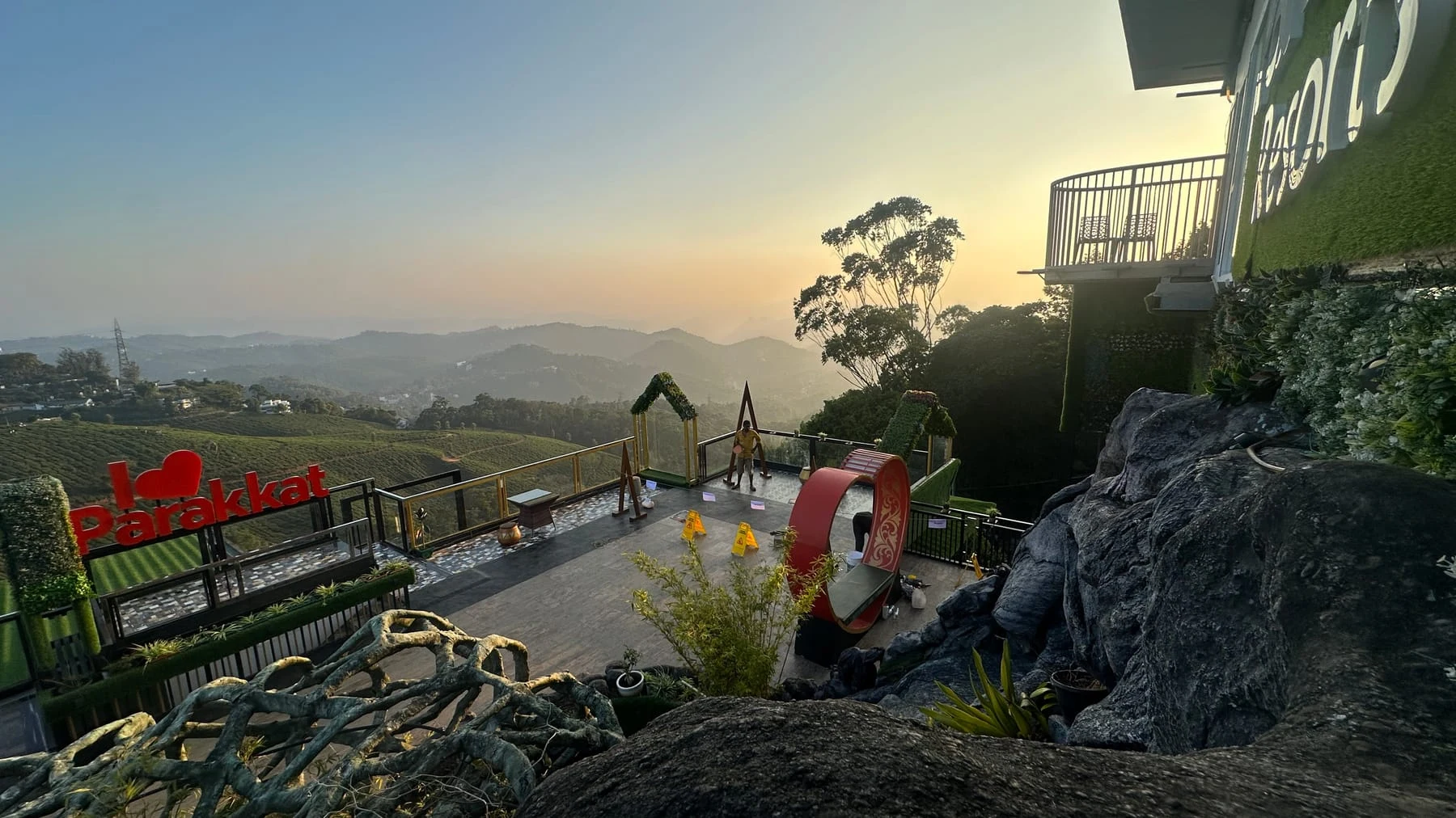 Hill-view terrace at Parakkat Nature Resort in Munnar