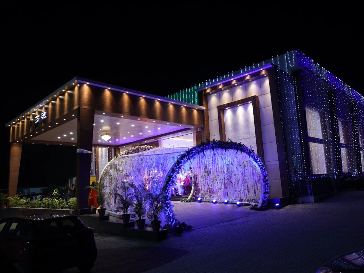 Illuminated entrance at PSR Convention Centre, Sarjapur Road, Bangalore