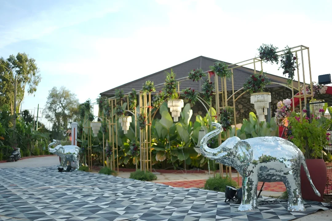 Decorated entrance and banquet hall at Ritam in Yelahanka, Bangalore