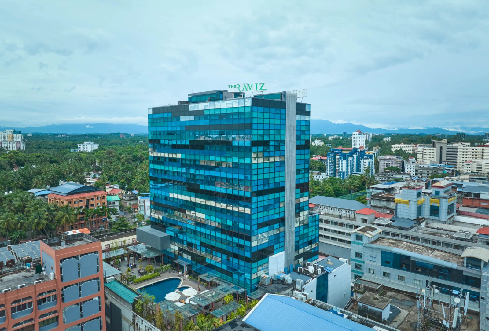 Aerial facade of The Raviz Calicut