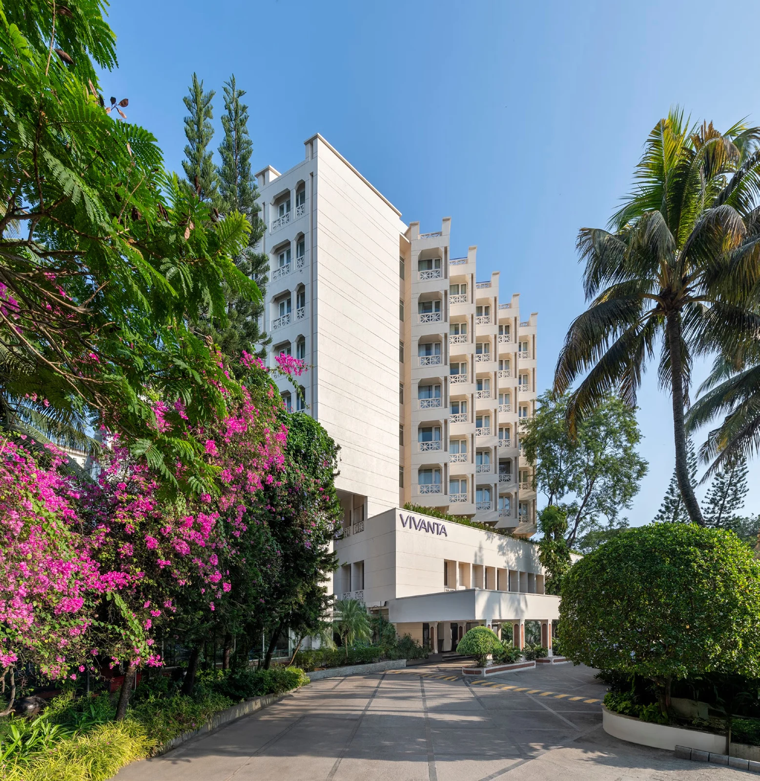 Garden approach and facade of Vivanta Ernakulam Marine Drive
